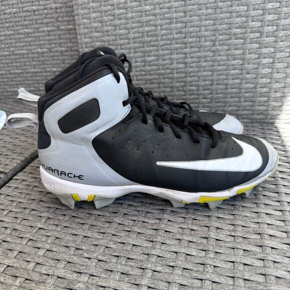 Nike Huarache Fastflex Football Cleats Lace Up 923429-015 Black Gray Mens‎ 10.5 - Picture 2 of 8